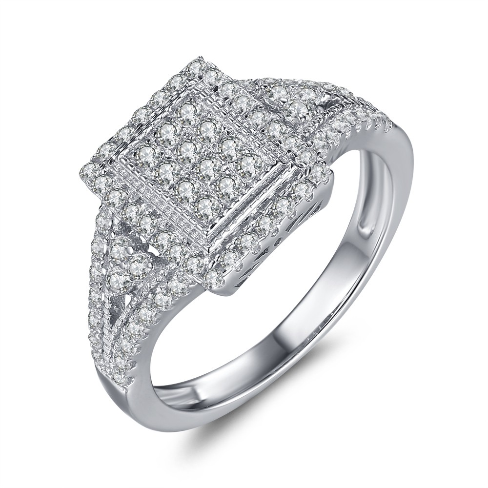 1/3CT Princess Cut Gemstone Sterling Silver Engagement Ring