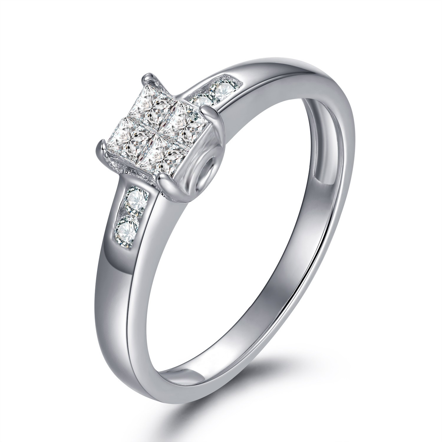 1/8CT Princess Cut Gemstone Sterling Silver Engagement Ring