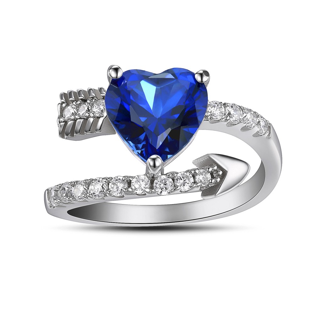 Heart Cut Sapphire Sterling Silver Cocktail Ring