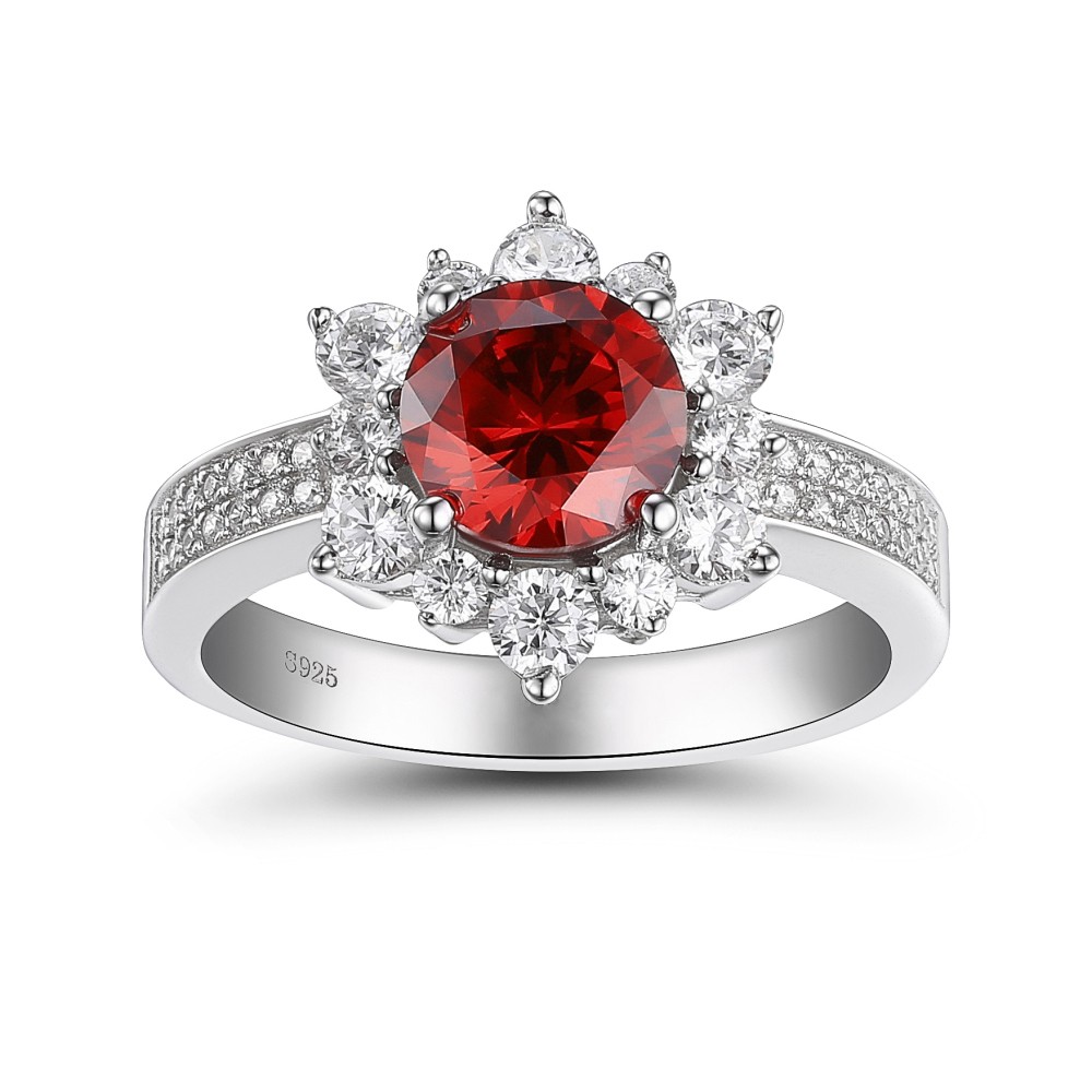 Round Cut Ruby 925 Sterling Silver Cocktail Ring