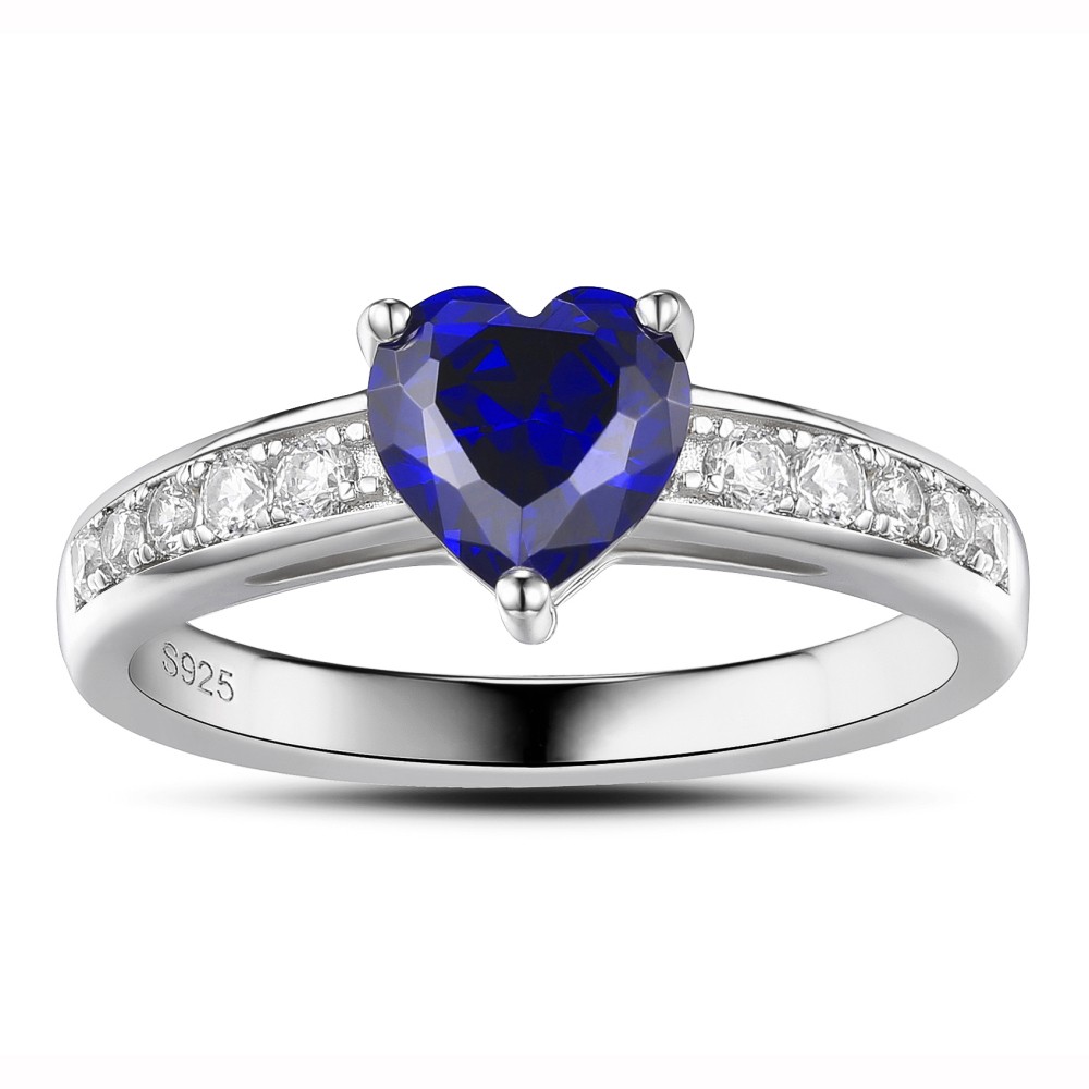 Sapphire Heart Cut 925 Sterling Silver Women's Engagement Ring