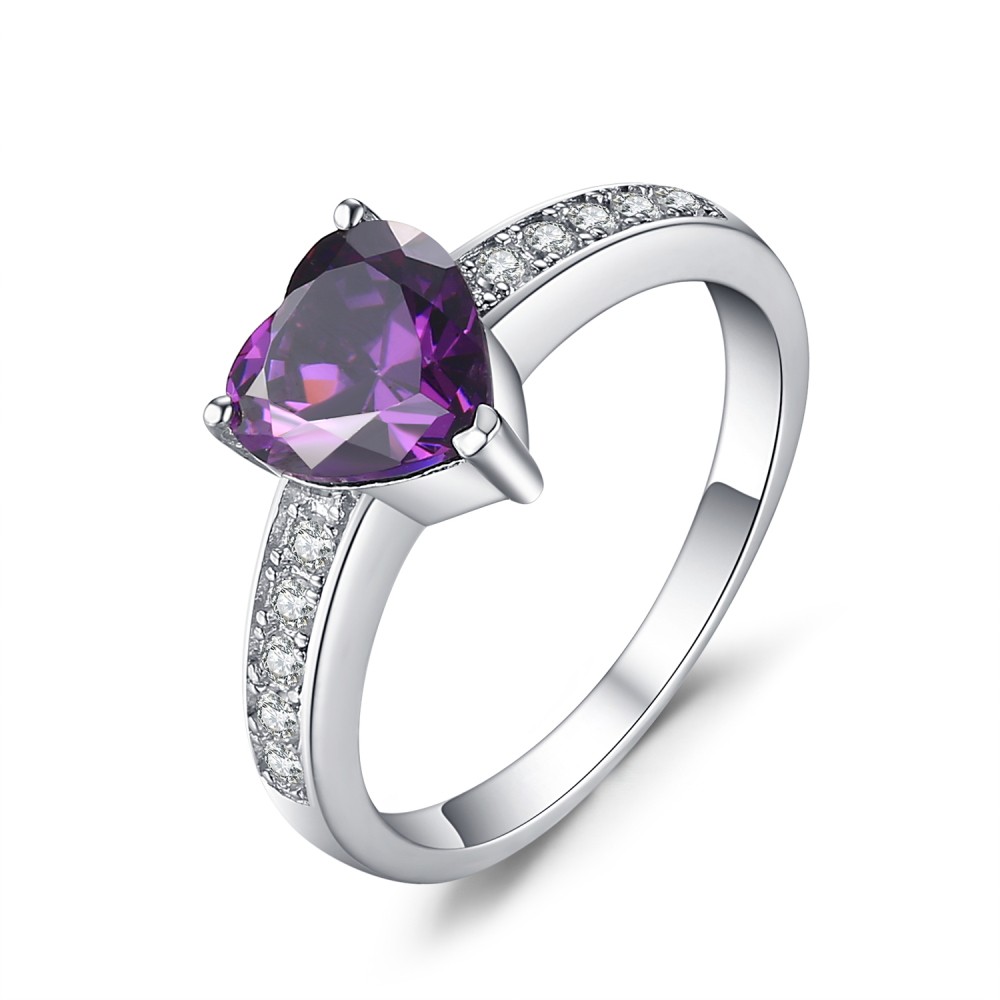 Heart Cut Amethyst 925 Sterling Silver Engagement Ring