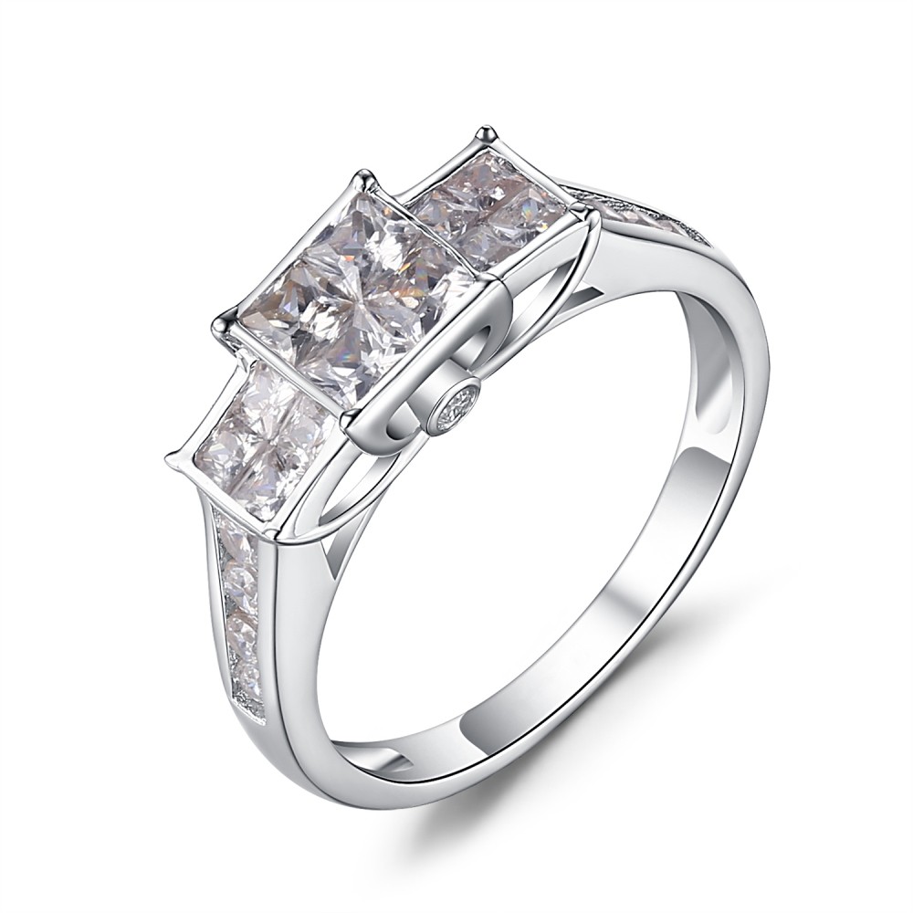 Princess Cut White Sapphire 925 Sterling Silver Women's Engagement Ring