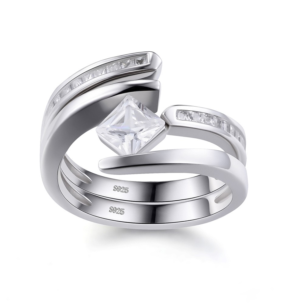 Princess Cut White Sapphire 925 Sterling Silver Women's Ring