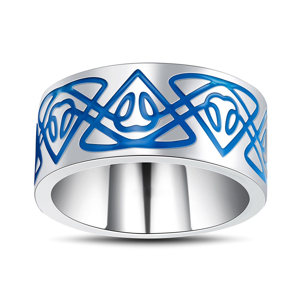 Silver and Blue 925 Sterling Silver Men's Wedding Bands