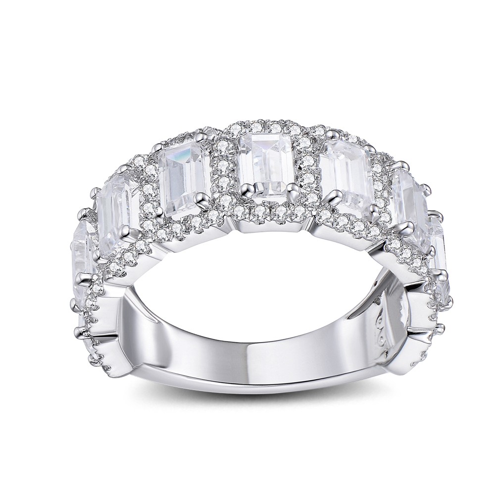 Radiant Cut White Sapphire 925 Sterling Silver Women's Wedding Bands