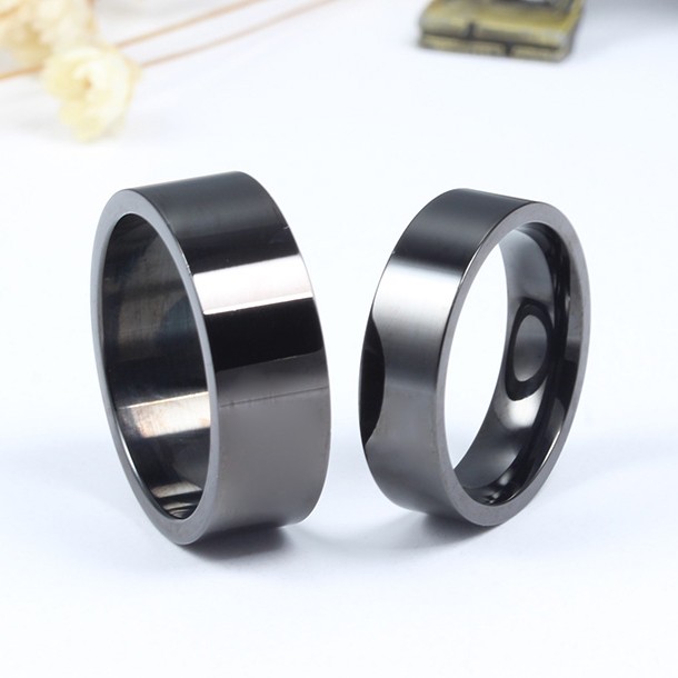 Black Titanium Steel Promise Ring for Couples