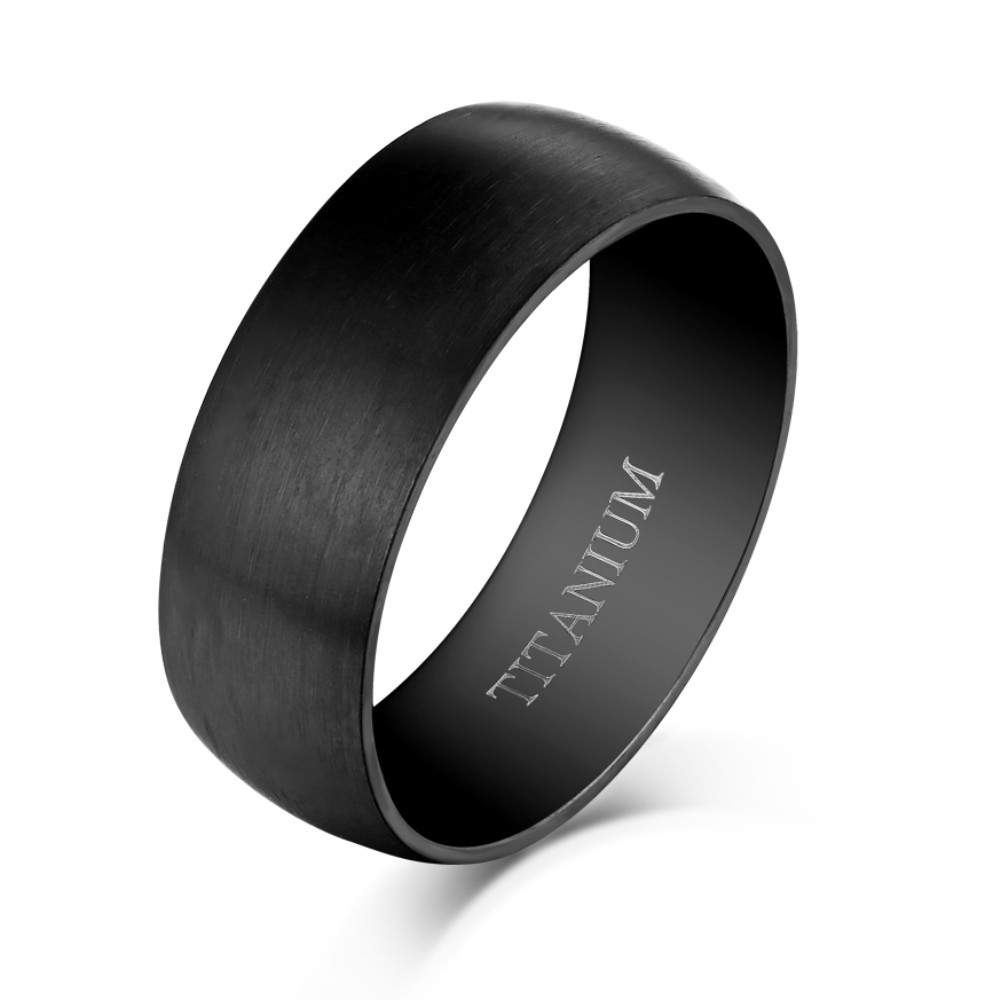 Cool Design Black Titanium Steel Men's Ring