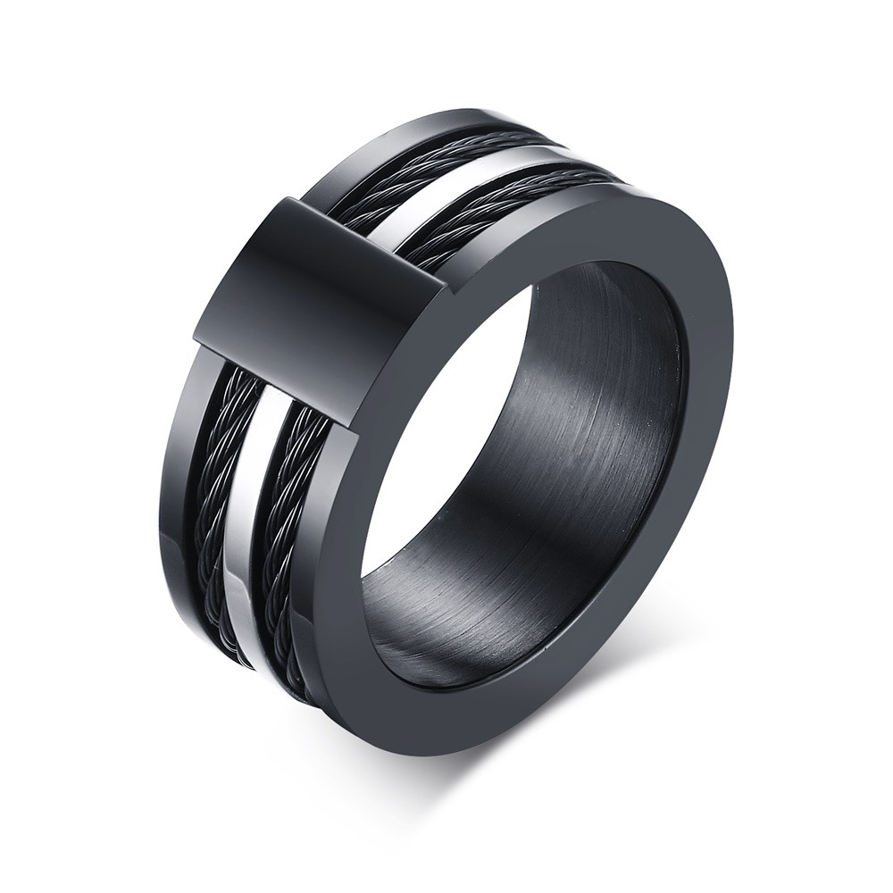 Newest Fashionable Black Titanium Steel Men's Ring