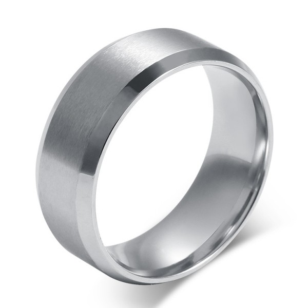 Titanium Simple Silver Men's Ring