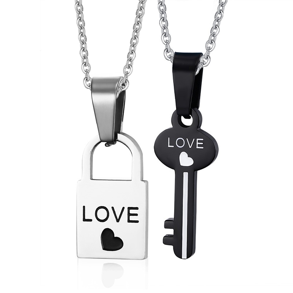 Love Design Lock and Key 925 Sterling Silver Necklace