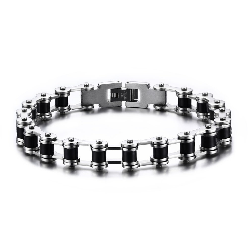 Silver and Black Chain Design 925 Sterling Silver Bracelet