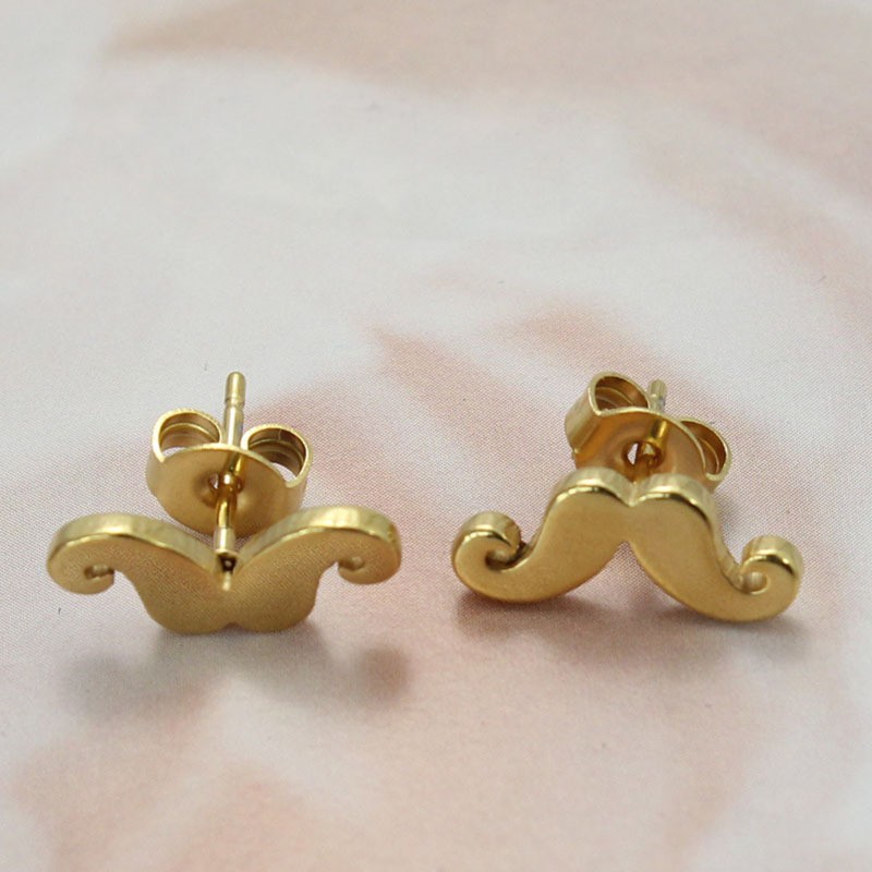 Moustache Design Gold 925 Sterling Silver Earrings