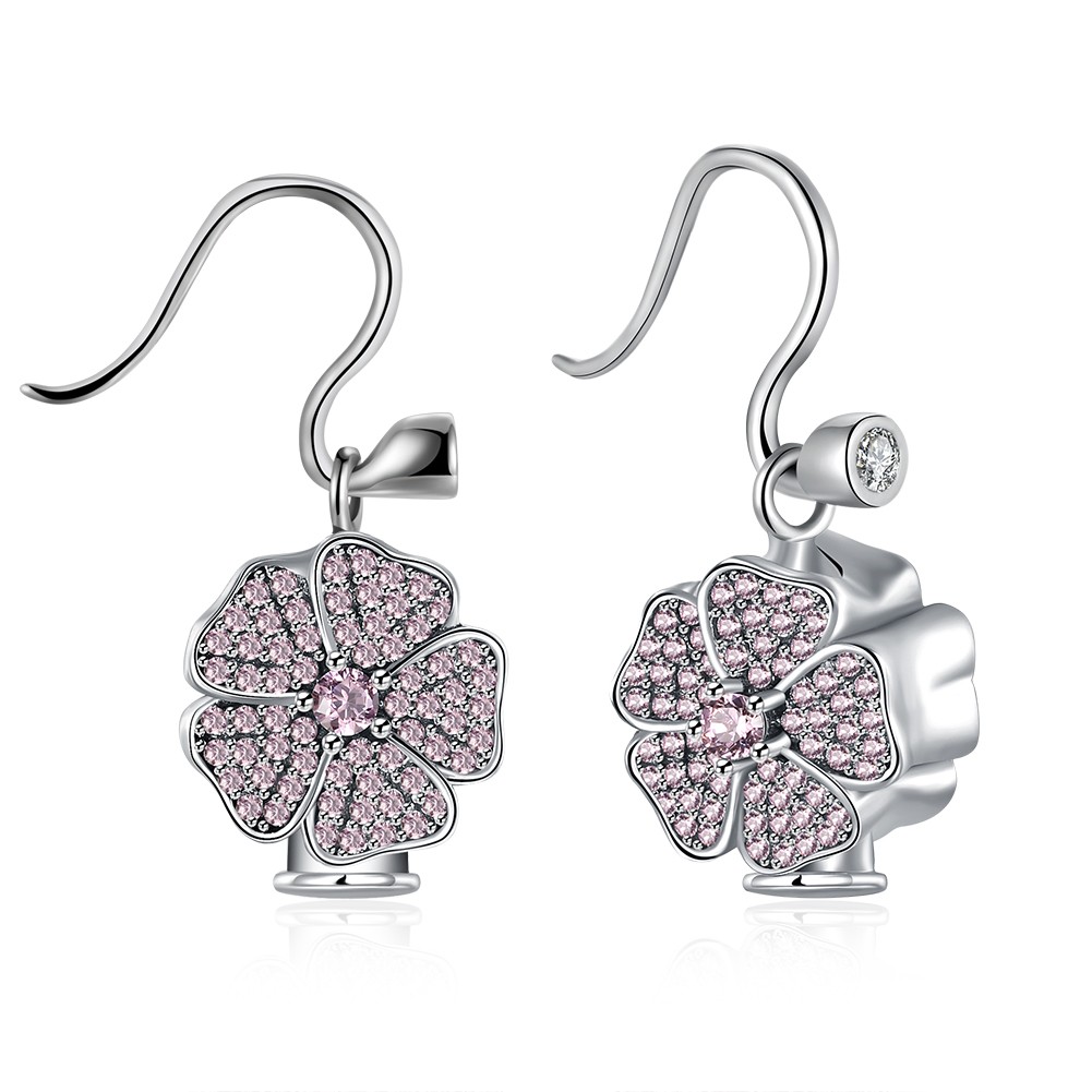Round Cut Pink Sapphire S925 Silver Earrings