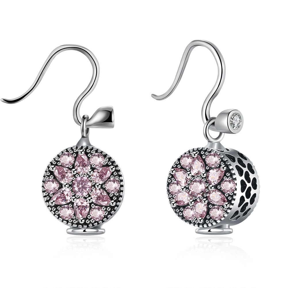 Pear and Round Cut Pink Sapphire S925 Silver Earrings