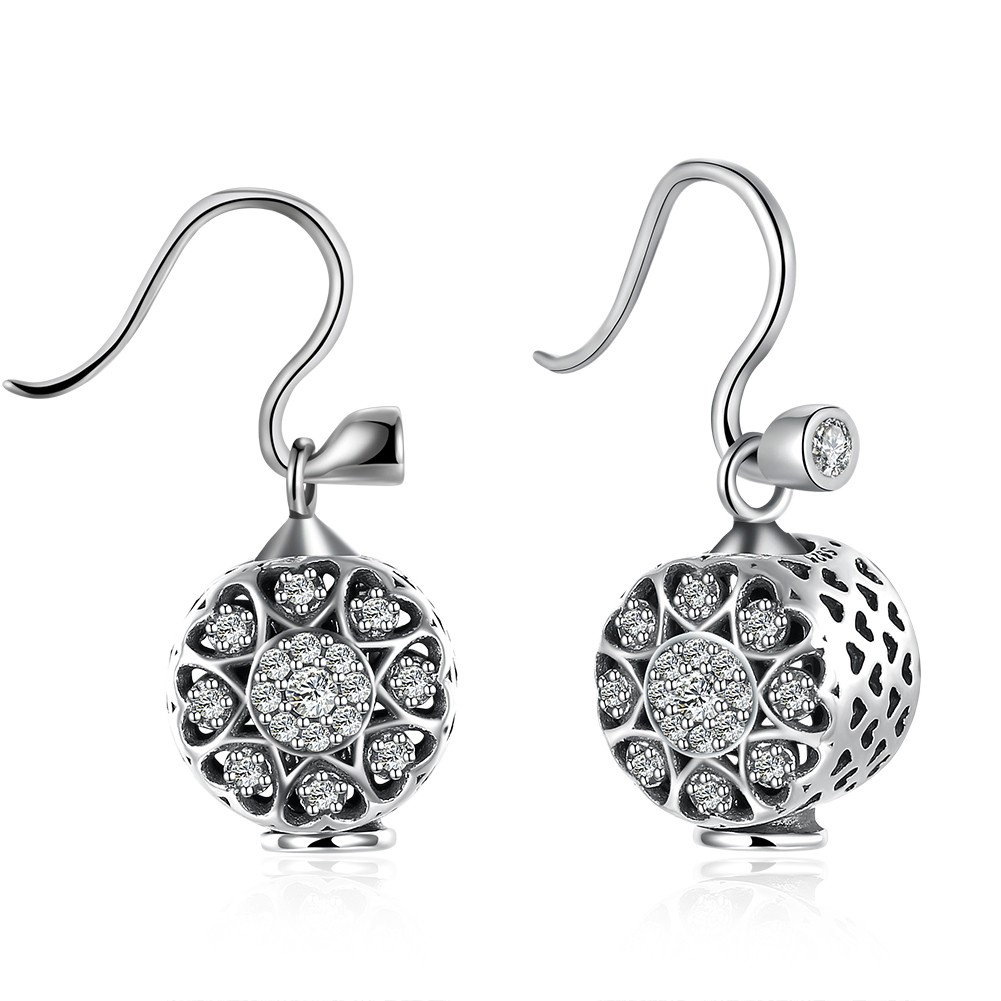 Round Cut Nice White Sapphire S925 Silver Earrings