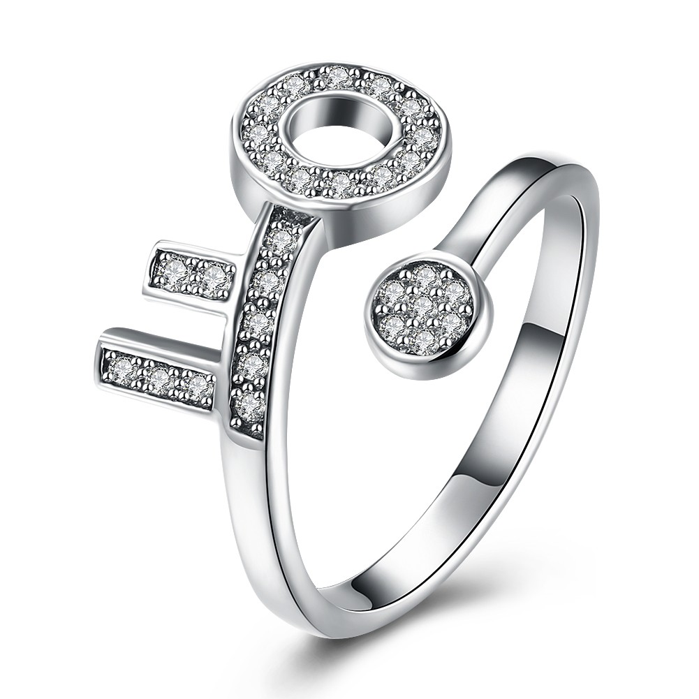 Key Round Cut White Sapphire S925 Silver Promise Rings