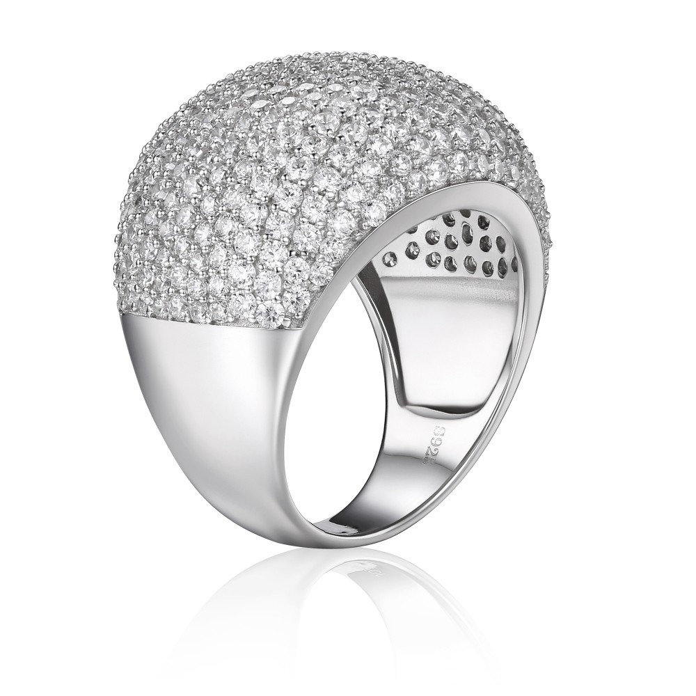Luxury Round Cut Gemstone Sterling Silver Cocktail Ring