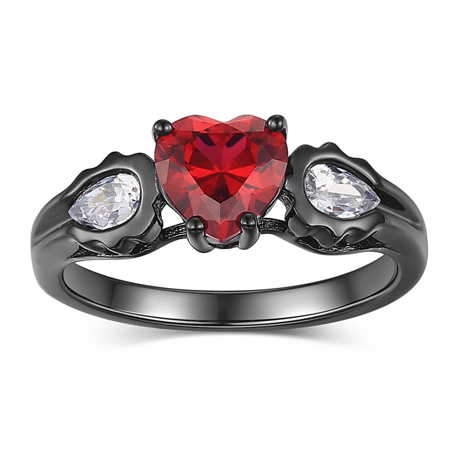 Heart Cut Ruby Sterling Silver Women's Engagement Ring