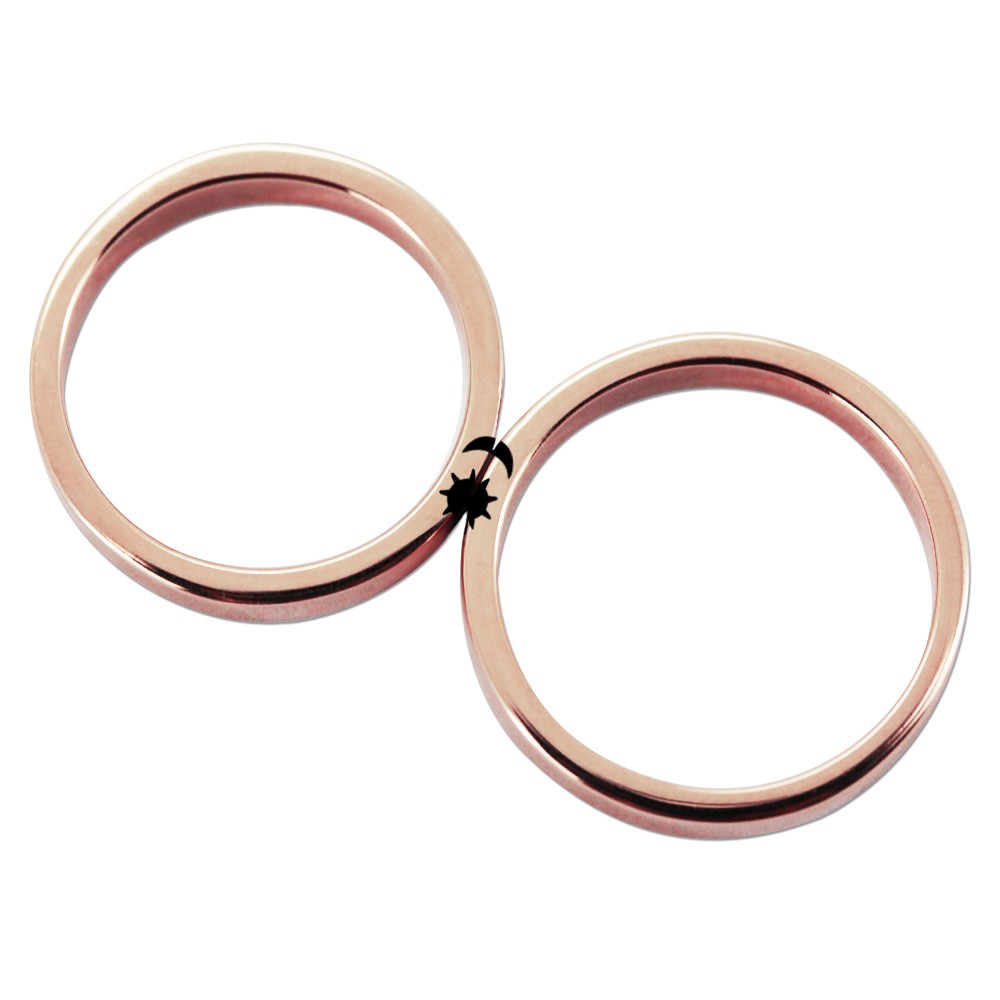 Sun and Moon Rose Gold 925 Sterling Silver Matching Couple Rings