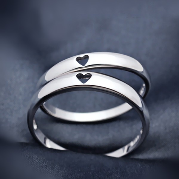 Heart to Heart 925 Sterling Silver Couple Rings