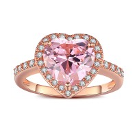 Heart Cut Pink Sapphire Rose Gold 925 Sterling Silver Engagement Ring