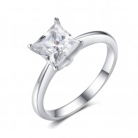 Princess Cut Gemstone 925 Sterling Silver Engagement Ring