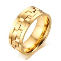 Titanium Unique Gold Color Men's Ring