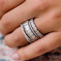Stunning Women's 4PC Stackable Sterling Silver Wedding Band