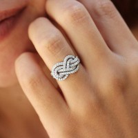 Gorgeous Pave Infinity Knot Design Sterling Silver Wedding Band