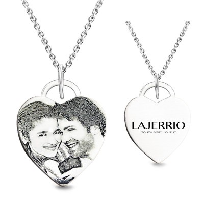 S925 Heart Personalized Photo Engraved Necklace (Chains Not Included)