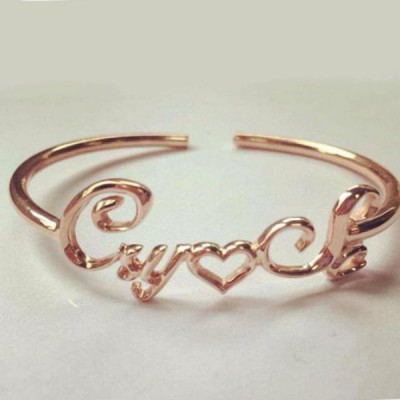 Rose Gold S925 Silver Personalized Name Bangles