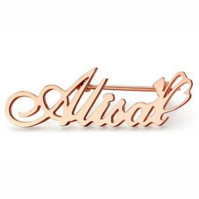 Rose Gold Personalized 925 Sterling Silver Name Brooch