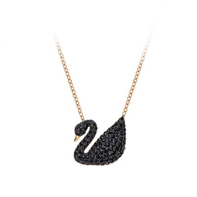 Rose Gold Black Swan S925 Silver Necklaces