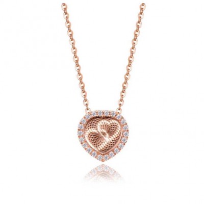 Rose Gold Heart to Heart S925 Silver Necklace