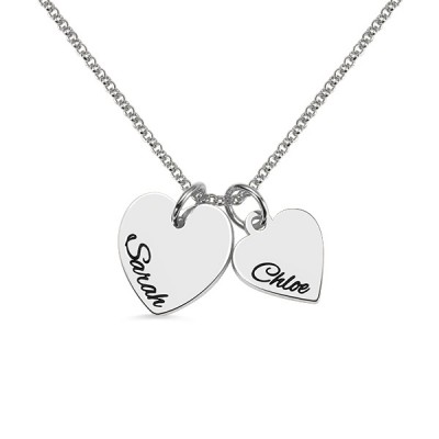 925 Sterling Silver Personalized Double Hearts Necklace