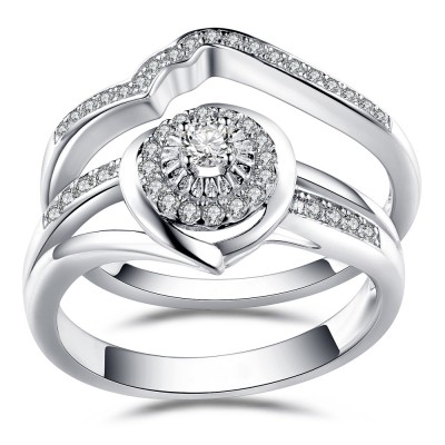 Women's Round Cut White Sapphire 925 Sterling Silver Bridal Sets