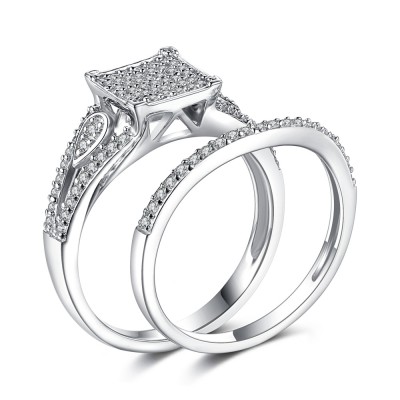 Gorgeous White Sapphire Sterling Silver Bridal Sets