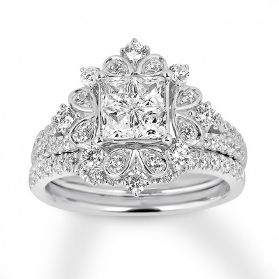 Princess Cut White Sapphire 925 Sterling Silver Bridal Sets