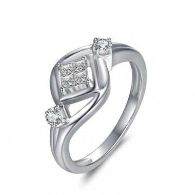 1/10CT Princess Cut Gemstone Sterling Silver Engagement Ring