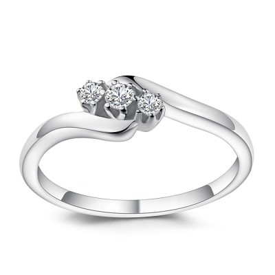 Round Cut White Sapphire Sterling Silver Engagement Ring
