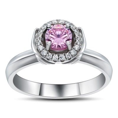 Round Cut Pink Sapphire 925 Sterling Silver Cocktail Ring