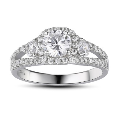 Women's Round Cut White Sapphire 925 Sterling Silver Engagement Ring