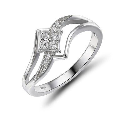 Elegant Sterling Silver White Sapphire Women's Engagement Ring