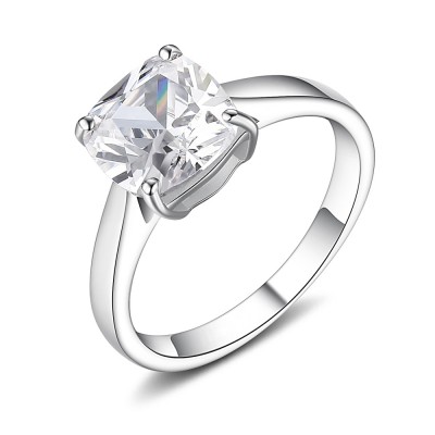Asscher Cut Gemstone 925 Sterling Silver Promise Rings For Her