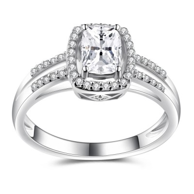 Cushion Cut White Sapphire 925 Sterling Silver Women's Engagement Ring