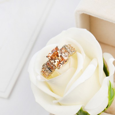 Cushion Cut Gold Plated Engagement Ring
