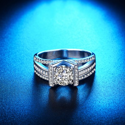 Round Cut White Sapphire Classic Engagement Ring