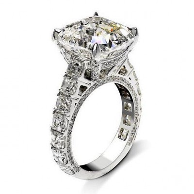 Asscher Cut White Sapphire 925 Sterling Silver Engagement Rings