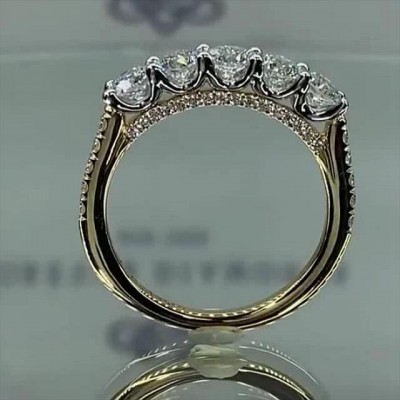 Round Cut White Sapphire 925 Sterling Silver Gold Engagement Rings